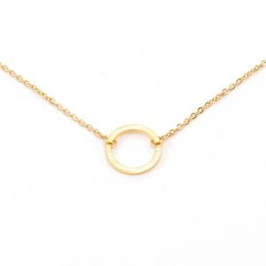 Gold Circle Necklace Small Collar Pendant Cute